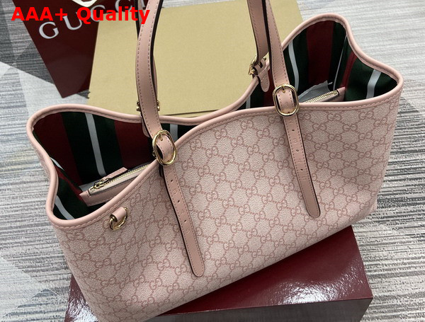 Gucci GG Emblem Medium Tote Bag in Light Pink GG Monogram Coated Fabric 815213 Replica