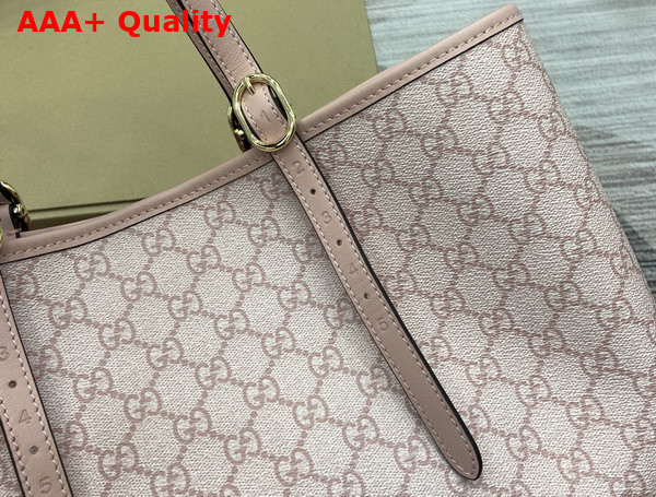 Gucci GG Emblem Medium Tote Bag in Light Pink GG Monogram Coated Fabric 815213 Replica