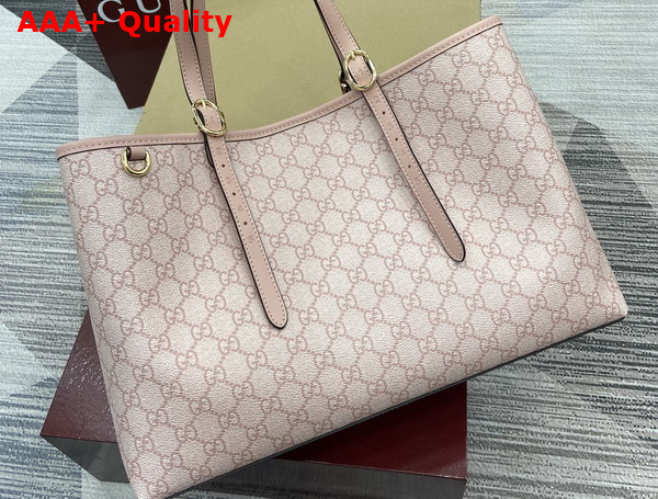 Gucci GG Emblem Medium Tote Bag in Light Pink GG Monogram Coated Fabric 815213 Replica