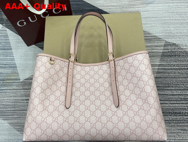 Gucci GG Emblem Medium Tote Bag in Light Pink GG Monogram Coated Fabric 815213 Replica