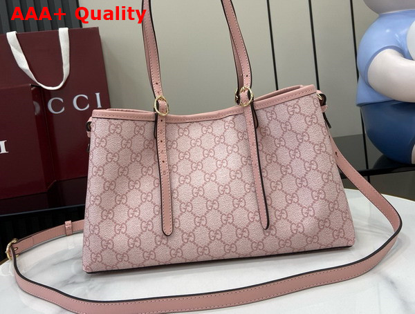 Gucci GG Emblem Medium Tote Bag in Light Pink GG Monogram Coated Fabric 815214 Replica