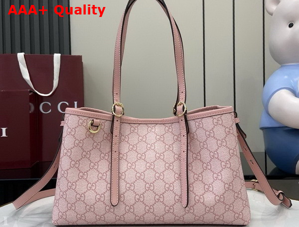 Gucci GG Emblem Medium Tote Bag in Light Pink GG Monogram Coated Fabric 815214 Replica