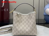Gucci GG Emblem Mini Bucket Bag in Beige and White New GG Monogram Coated Fabric 815118 Replica