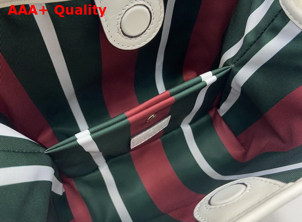 Gucci GG Emblem Mini Bucket Bag in Beige and White New GG Monogram Coated Fabric 815118 Replica