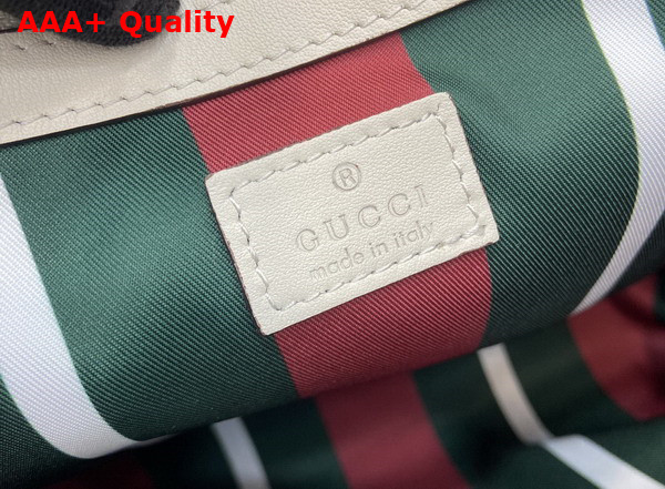 Gucci GG Emblem Mini Bucket Bag in Beige and White New GG Monogram Coated Fabric 815118 Replica