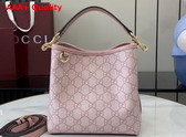 Gucci GG Emblem Mini Bucket Bag in Light Pink GG Monogram Coated Fabric 815118 Replica