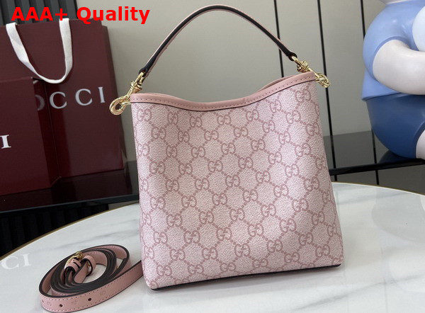 Gucci GG Emblem Mini Bucket Bag in Light Pink GG Monogram Coated Fabric 815118 Replica