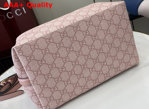 Gucci GG Emblem Mini Bucket Bag in Light Pink GG Monogram Coated Fabric 815118 Replica