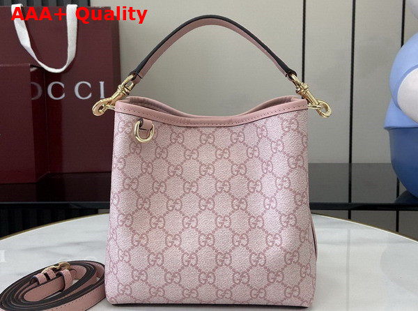 Gucci GG Emblem Mini Bucket Bag in Light Pink GG Monogram Coated Fabric 815118 Replica