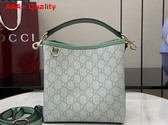 Gucci GG Emblem Mini Bucket Bag in Sage Green GG Monogram Coated Fabric 815118 Replica