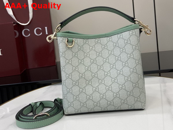 Gucci GG Emblem Mini Bucket Bag in Sage Green GG Monogram Coated Fabric 815118 Replica