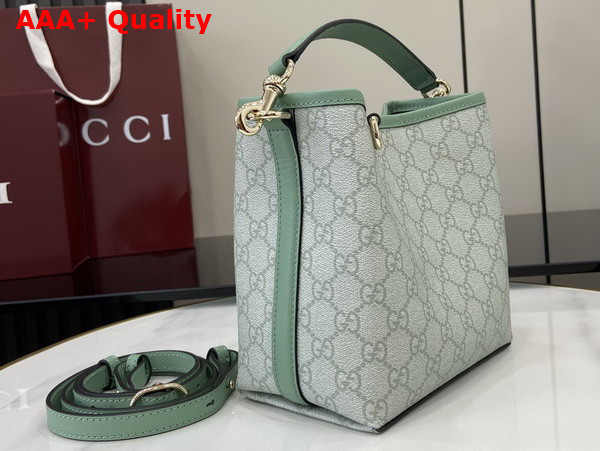 Gucci GG Emblem Mini Bucket Bag in Sage Green GG Monogram Coated Fabric 815118 Replica