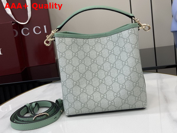 Gucci GG Emblem Mini Bucket Bag in Sage Green GG Monogram Coated Fabric 815118 Replica