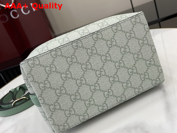 Gucci GG Emblem Mini Bucket Bag in Sage Green GG Monogram Coated Fabric 815118 Replica