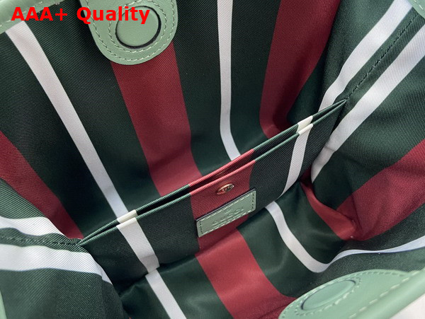 Gucci GG Emblem Mini Bucket Bag in Sage Green GG Monogram Coated Fabric 815118 Replica