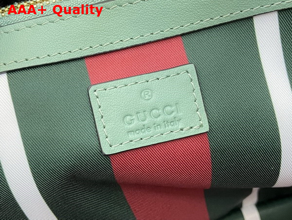 Gucci GG Emblem Mini Bucket Bag in Sage Green GG Monogram Coated Fabric 815118 Replica