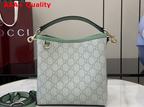 Gucci GG Emblem Mini Bucket Bag in Sage Green GG Monogram Coated Fabric 815118 Replica