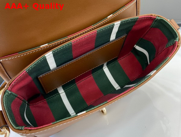 Gucci GG Emblem Mini Shoulder Bag in Beige and Dark Brown New GG Monogram Coated Canvas 815211 Replica