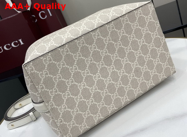 Gucci GG Emblem Small Shoulder Bag in Beige and White New GG Monogram Coated Fabric 815103 Replica