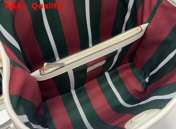 Gucci GG Emblem Small Shoulder Bag in Beige and White New GG Monogram Coated Fabric 815103 Replica