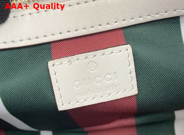 Gucci GG Emblem Small Shoulder Bag in Beige and White New GG Monogram Coated Fabric 815103 Replica