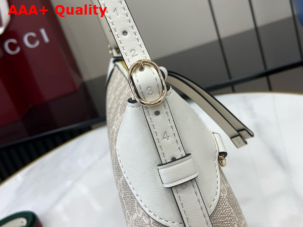 Gucci GG Emblem Small Shoulder Bag in Beige and White New GG Monogram Coated Fabric 815218 Replica