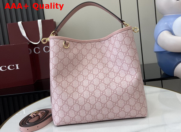 Gucci GG Emblem Small Shoulder Bag in Light Pink GG Monogram Coated Fabric 815103 Replica