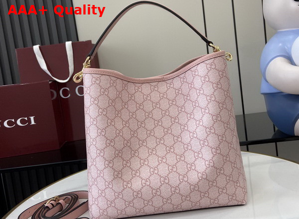 Gucci GG Emblem Small Shoulder Bag in Light Pink GG Monogram Coated Fabric 815103 Replica