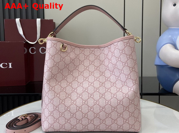Gucci GG Emblem Small Shoulder Bag in Light Pink GG Monogram Coated Fabric 815103 Replica