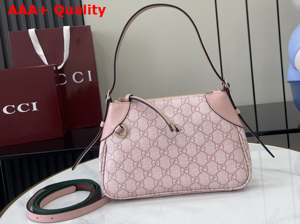 Gucci GG Emblem Small Shoulder Bag in Light Pink GG Monogram Coated Fabric 815218 Replica
