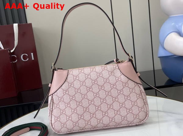 Gucci GG Emblem Small Shoulder Bag in Light Pink GG Monogram Coated Fabric 815218 Replica