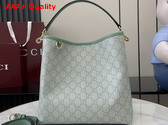 Gucci GG Emblem Small Shoulder Bag in Sage Green GG Monogram Coated Fabric 815103 Replica