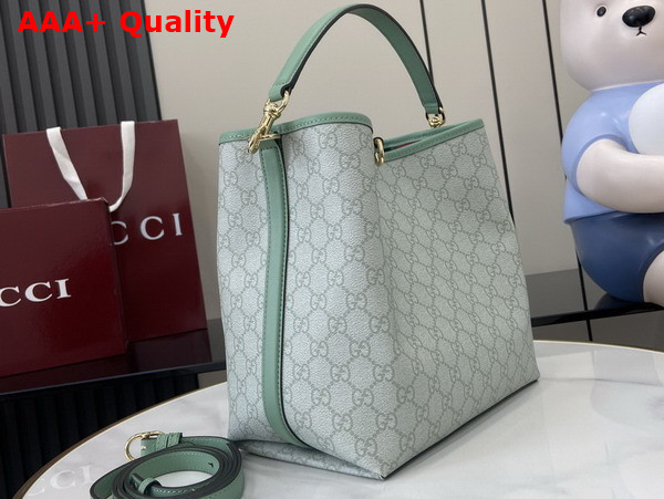 Gucci GG Emblem Small Shoulder Bag in Sage Green GG Monogram Coated Fabric 815103 Replica