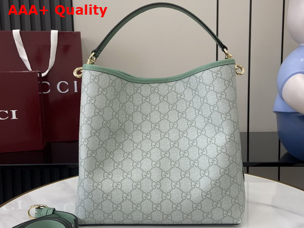 Gucci GG Emblem Small Shoulder Bag in Sage Green GG Monogram Coated Fabric 815103 Replica