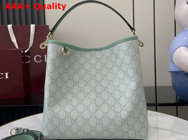 Gucci GG Emblem Small Shoulder Bag in Sage Green GG Monogram Coated Fabric 815103 Replica