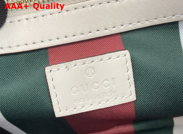 Gucci GG Emblem Small Tote Bag in Beige and White New GG Monogram Coated Fabric 815214 Replica