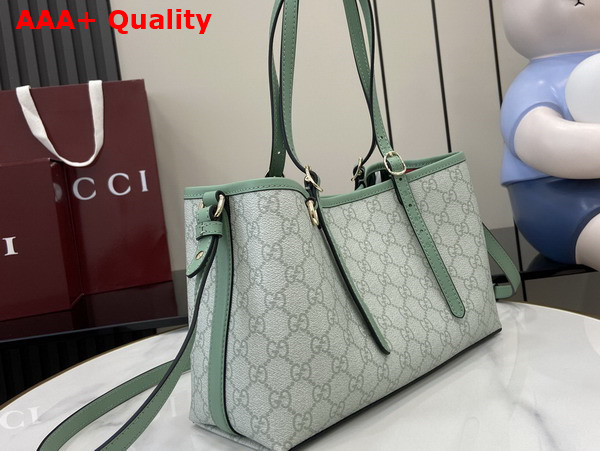 Gucci GG Emblem Small Tote Bag in Sage Green GG Monogram Coated Fabric 815214 Replica