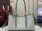 Gucci GG Emblem Small Tote Bag in Sage Green GG Monogram Coated Fabric 815214 Replica