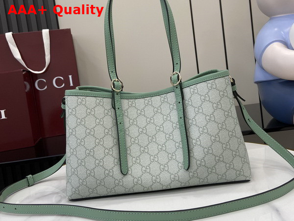 Gucci GG Emblem Small Tote Bag in Sage Green GG Monogram Coated Fabric 815214 Replica