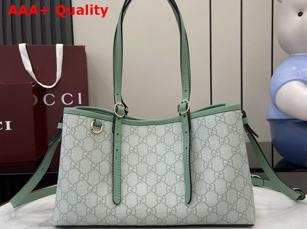 Gucci GG Emblem Small Tote Bag in Sage Green GG Monogram Coated Fabric 815214 Replica