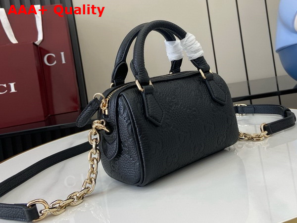 Gucci GG Emblem Super Mini Top Handle Bag in Black GG Grainy Leather 815256 Replica