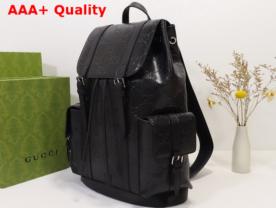 Gucci GG Embossed Backpack Black GG Embossed Leather 625770 Replica