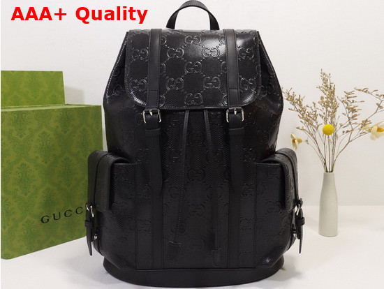Gucci GG Embossed Backpack Black GG Embossed Leather 625770 Replica