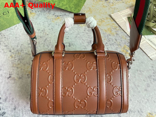 Gucci GG Embossed Mini Duffle Bag in Brown Leather 725292 Replica
