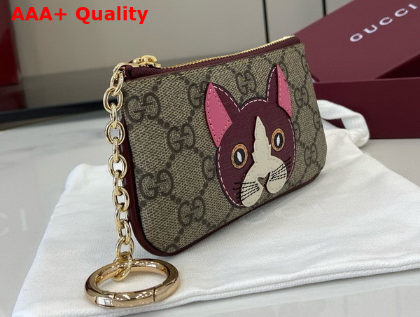 Gucci GG Key Case with Cat Detail 818768 Replica