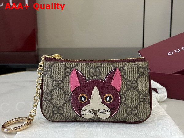 Gucci GG Key Case with Cat Detail 818768 Replica