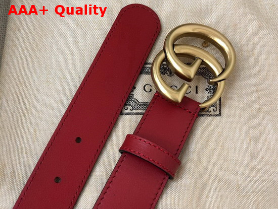 Gucci GG Marmont Belt with Shiny Buckle Red Leather 414516 Replica