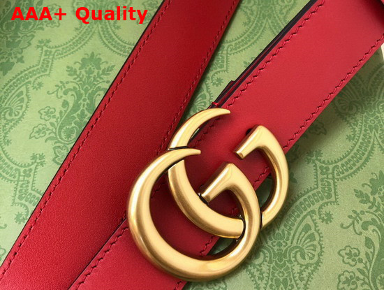 Gucci GG Marmont Belt with Shiny Buckle Red Leather 414516 Replica