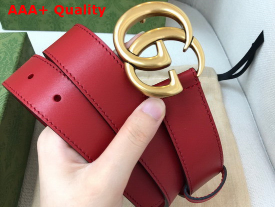 Gucci GG Marmont Belt with Shiny Buckle Red Leather 414516 Replica