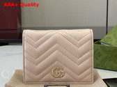 Gucci GG Marmont Card Case Wallet in Light Pink Matelasse Chevron Leather 466492 Replica
